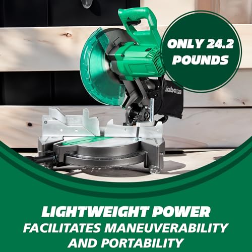 Metabo HPT 10-Inch Compound Miter Saw | 0-52 Degrees Miter Cutting Range (Left/Right) | 0-45 Degrees Bevel Cutting Range (Left) | 15-Amp Motor | Includes 10-Inch 24T TCT Saw Blade | C10FCGS
