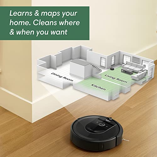 iRobot Roomba i7+ (7550) Robot Vacuum with Automatic Dirt Disposal - Empties Itself for up to 60 days, Wi-Fi Connected, Smart Mapping, Works with Alexa, Ideal for Pet Hair, Carpets, Hard Floors, Black
