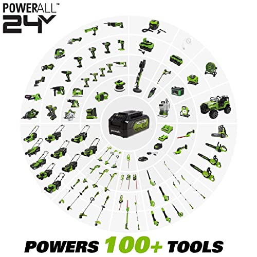 Greenworks 24V Brushless Drill / Impact Driver Combo Kit, (2) 1.5Ah USB (Power Bank) Batteries and Charger Included LED Light, 2pcs Driving Bits with Tool Bag