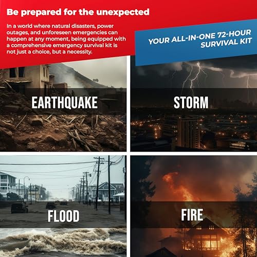 First My Family All-in-One Premium Disaster Preparedness Survival Kit - 72 Hour Emergency Supplies, Hurricane, Earthquake, Survival Gear, Military Grade, Emergency Backpack