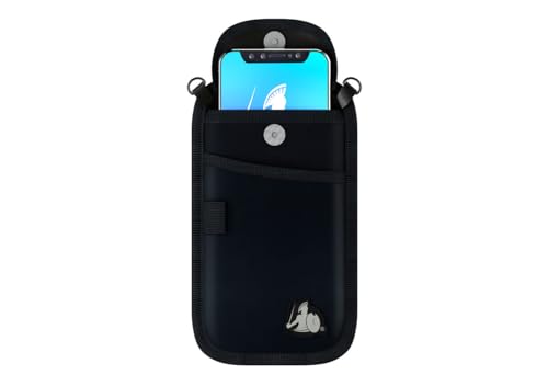 DefenderShield EMF and 5G Radiation Protection Cell Phone Crossbody Pouch with Straps - Lightweight Large Pouch, Fits Most Smartphones and Electronics 7.5 x 4 in (Black)