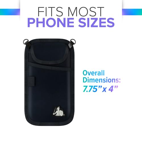 DefenderShield EMF and 5G Radiation Protection Cell Phone Crossbody Pouch with Straps - Lightweight Large Pouch, Fits Most Smartphones and Electronics 7.5 x 4 in (Black)