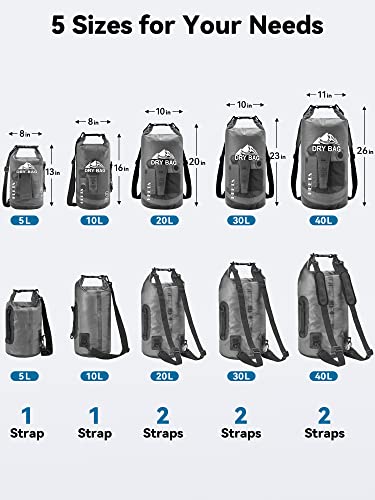 HEETA Waterproof Dry Bag for Women Men, Roll Top Lightweight Dry Storage Bag Backpack with Phone Case for Travel, Swimming, Boating, Kayaking, Camping and Beach, Transparent Black 5L