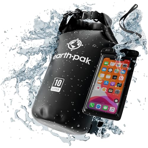 Earth Pak Waterproof Dry Bag - Roll Top Waterproof Backpack Sack Keeps Gear Dry for Kayaking, Beach, Rafting, Boating, Hiking, Camping and Fishing with Waterproof Phone Case