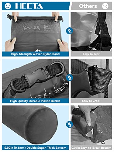HEETA Waterproof Dry Bag for Women Men, Roll Top Lightweight Dry Storage Bag Backpack with Phone Case for Travel, Swimming, Boating, Kayaking, Camping and Beach, Transparent Black 5L