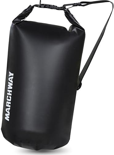 MARCHWAY Floating Waterproof Dry Bag Backpack 5L/10L/20L/30L/40L, Roll Top Sack Keeps Gear Dry for Kayaking, Rafting, Boating, Swimming, Camping, Hiking, Beach, Fishing (Black, 5L)