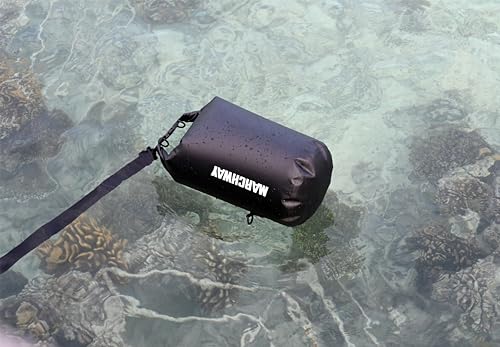 MARCHWAY Floating Waterproof Dry Bag Backpack 5L/10L/20L/30L/40L, Roll Top Sack Keeps Gear Dry for Kayaking, Rafting, Boating, Swimming, Camping, Hiking, Beach, Fishing (Black, 5L)