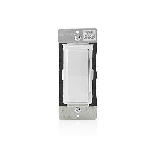 Leviton DW6HD-1BZ Decora Smart Wi-Fi 600W Universal LED/Incandescent Dimmer, Works with Amazon Alexa, No Hub Required, 1-Pack, White