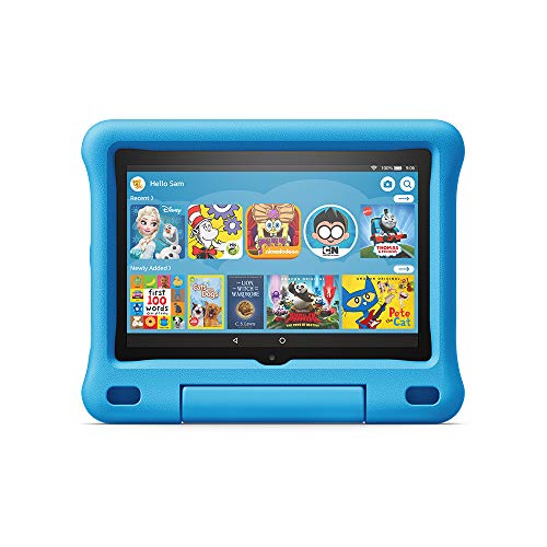 Fire HD 8 Kids tablet, 8" HD display, ages 3-7, 32 GB, includes a 1-year subscription to Amazon Kids+ content, Blue Kid-Proof Case, (2020 release)