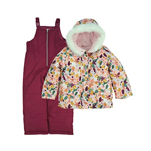 Carter's Girls' Heavyweight 2-Piece Skisuit Snowsuit, Berry Pink Floral, 4