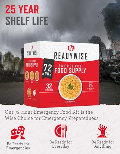 READYWISE - 72 Hours, 32 Servings, Emergency Food Supply, MRE, Pre-made, Freeze-Dried, Survival Food, Meal Essentials for, Camping, Hiking, and, Emergencies, Individually Packaged, 25-Year Shelf Life