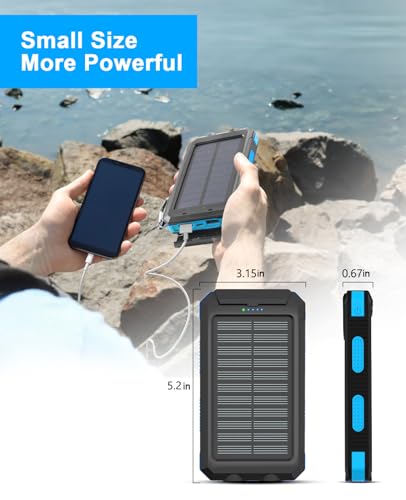 ERRBBIC Solar Power Bank, 𝟮𝟬𝟮𝟰 𝙐𝙥𝙜𝙧𝙖𝙙𝙚 Portable Charger 38800mah, Waterproof Battery Backup Charger, Solar Panel Charger with Dual LED Flashlights, Suitable for Outdoor Camping Travel