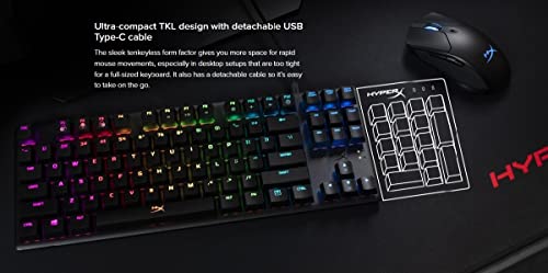 HyperX Alloy Origins Core - Tenkeyless Mechanical Gaming Keyboard, Software Controlled Light & Macro Customization, Compact Form Factor, RGB LED Backlit, Linear HyperX Red Switch