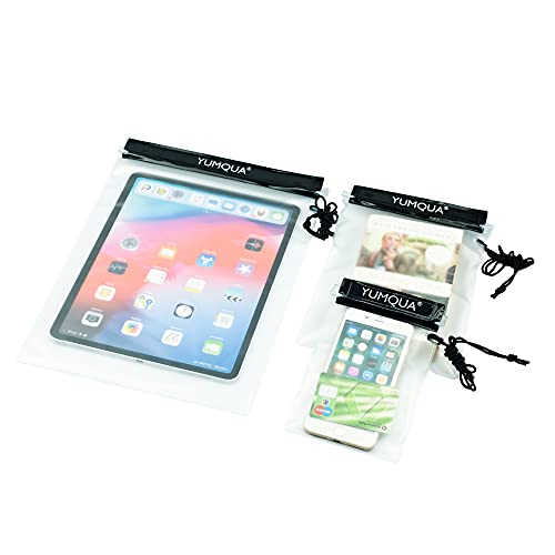 YUMQUA Clear Waterproof Bags, Water Tight Cases Pouch Dry Bags for Camera Mobile Phone Maps Pouch Kayak Military Boating Document Holder