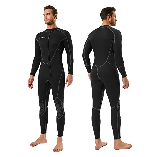 Mens 3mm Shorty Wetsuit Womens, Full Body Diving Suit Front Zip Wetsuit for Diving Snorkeling Surfing Swimming (Men's Fullsuit, X-Small)
