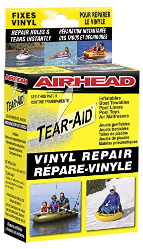 TEAR-AID Vinyl Repair Kit, Type B Clear Patch for Vinyl and Vinyl-Coated Materials, Works on Vinyl Tents, Awnings, Air Matresses, Pool Liners & More, Green Box, Single Pack
