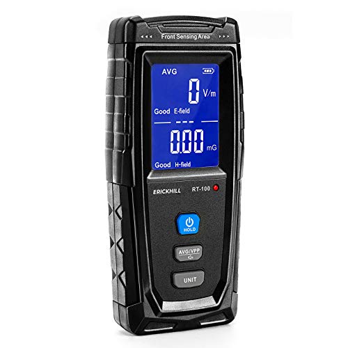 ERICKHILL EMF Meter, Rechargeable Digital Electromagnetic Field Radiation Detector Hand-held Digital LCD EMF Detector, Great Tester for Home EMF Inspections, Office, Outdoor and Ghost Hunting