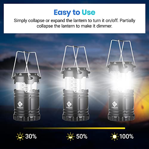 Etekcity LED Camping Lantern for Emergency Light Hurricane Supplies, Lanterns for Survival Kits Power Outages , Battery Powered Operated Lanterns Lamp, Camping Gear Accessories , 4 Pack