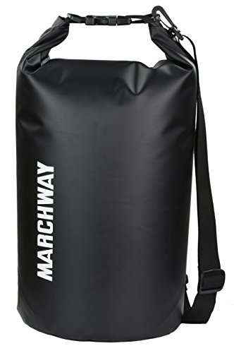 MARCHWAY Floating Waterproof Dry Bag 5L/10L/20L/30L/40L, Roll Top Sack Keeps Gear Dry for Kayaking, Rafting, Boating, Swimming, Camping, Hiking, Beach, Fishing (Black, 5L)