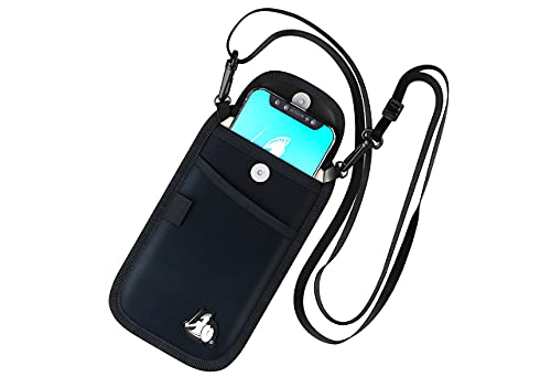 DefenderShield EMF and 5G Radiation Protection Cell Phone Crossbody Pouch with Straps - Lightweight Large Pouch, Fits Most Smartphones and Electronics 7.5 x 4 in (Black)