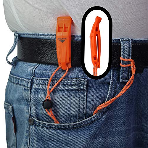 LuxoGear Emergency Whistles with Lanyard Safety Whistle Survival Shrill Loud Blast for Kayak Life Vest Jacket Boating Fishing Boat Camping Hiking Hunting Rescue Signaling Kids Lifeguard Plastic 2 Pack