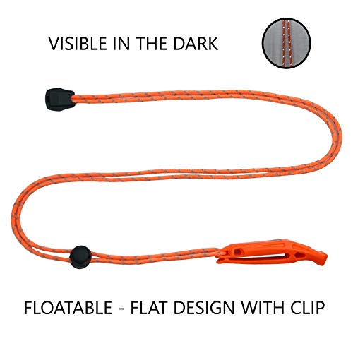 LuxoGear Emergency Whistles with Lanyard Safety Whistle Survival Shrill Loud Blast for Kayak Life Vest Jacket Boating Fishing Boat Camping Hiking Hunting Rescue Signaling Kids Lifeguard Plastic 2 Pack