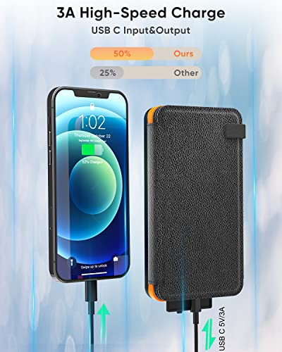 Solar Charger 25000mAh, Hiluckey Outdoor Portable Power Bank with 4 Solar Panels, Fast Charge External Battery Pack with Dual USB Outputs Compatible with Smartphones, Tablets, etc.