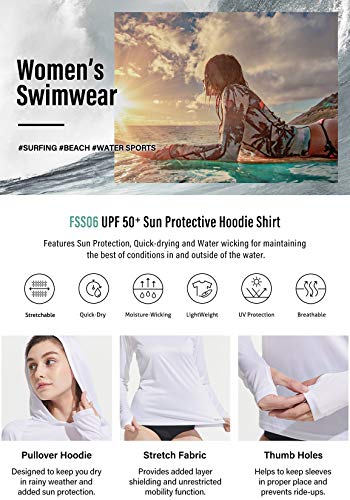 TSLA Women's UPF 50+ Long Sleeve Rash Guard Swim Shirts, UV Protection Sun Shirts, Regular-Fit Quick Dry Water Shirts, Pullover Hoodie Coral Pink, X-Small