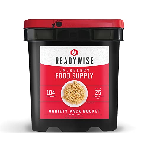 ReadyWise Emergency Food Supply, Freeze-Dried Survival-Food Disaster Kit for Hurricane Preparedness, Camping Food, Prepper Supplies, Emergency Supplies Variety Pack, 25-Year Shelf Life, Breakfast, Lunch, Dinner, Drinks and Snacks, 104 Servings