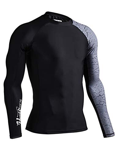 HUGE SPORTS Men's Splice UV Sun Protection UPF 50+ Skins Rash Guard Long Sleeves (Chapped, S)