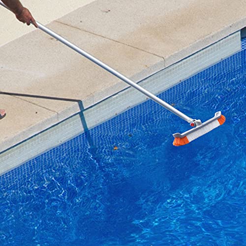 AgiiMan Swimming Pool Brushes with Pole -18 Polished Nylon Bristles Pool Brush Head, 12ft Designed for Cleans Walls, Tiles & Floors Effortlessly