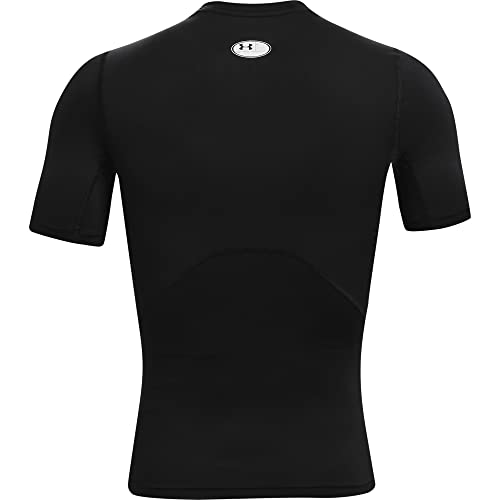 Under Armour mens Armour HeatGear Compression Short-Sleeve T-Shirt , Black (001)/White , Large