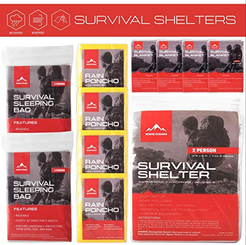 Rescue Guard Advanced Survival Kit- First Aid Emergency Kit - Bug Out Bag - Hurricane Preparedness Items Survival Bag -Earthquake Survival Backpacks - ( 6 Days for 2 People, 72 Hours for 4 People)