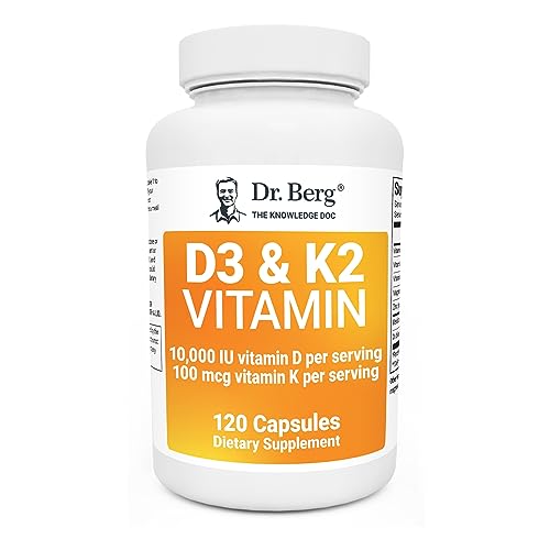 Dr. Berg's Vitamin D3 K2 w/ MCT Oil - Includes 10,000 IU of Vitamin D3, 100 mcg MK7 Vitamin K2, Purified Bile Salts, Zinc & Magnesium for Ultimate Absorption - K2 D3 Vitamin Supplement - 120 Capsule