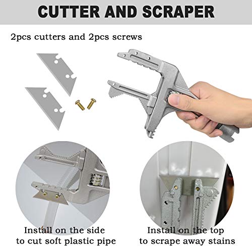 EGSTAOR Bathroom Adjustable Wrench for Tight Spaces, 6-75mm Multifunction Aluminum Spanner for Plumbing Task Pipe Tube Nut Toilet Washbasin Sink Pool, 9-Inch (Silver)