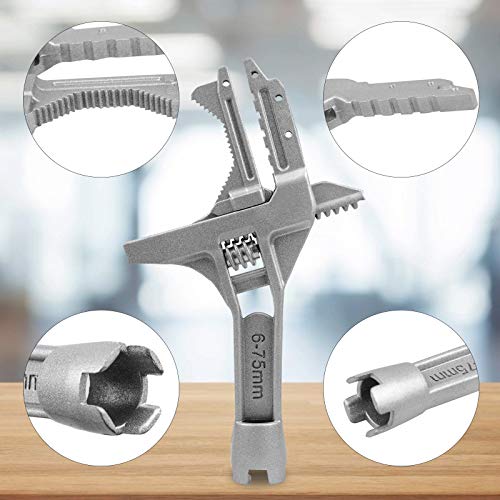 EGSTAOR Bathroom Adjustable Wrench for Tight Spaces, 6-75mm Multifunction Aluminum Spanner for Plumbing Task Pipe Tube Nut Toilet Washbasin Sink Pool, 9-Inch (Silver)