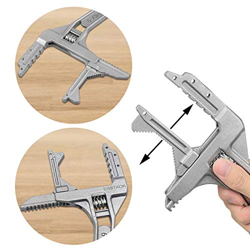EGSTAOR Bathroom Adjustable Wrench for Tight Spaces, 6-75mm Multifunction Aluminum Spanner for Plumbing Task Pipe Tube Nut Toilet Washbasin Sink Pool, 9-Inch (Silver)