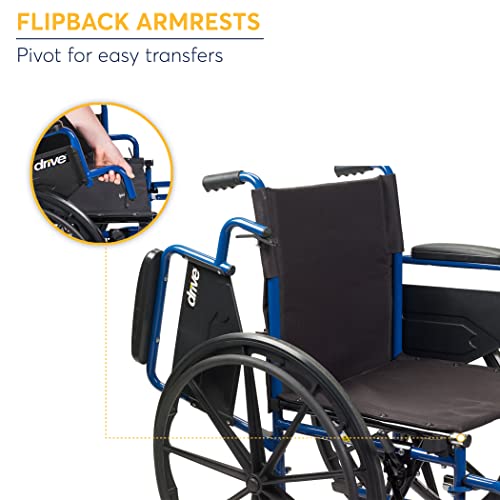 Drive Medical Blue Streak Ultra-Lightweight Wheelchair With Flip-Backs Arms & Swing-Away Footrests
