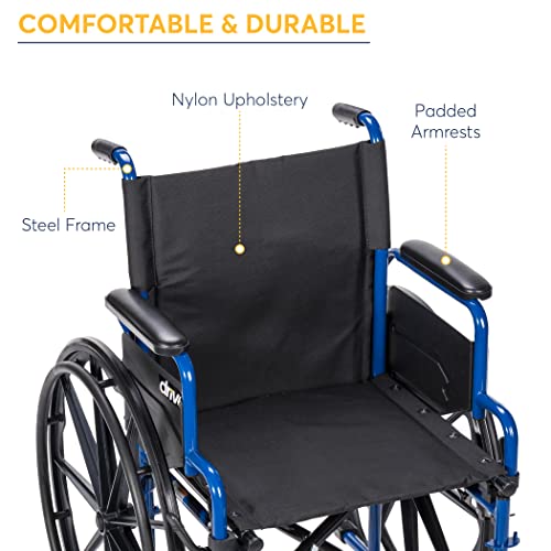 Drive Medical Blue Streak Ultra-Lightweight Wheelchair With Flip-Backs Arms & Swing-Away Footrests