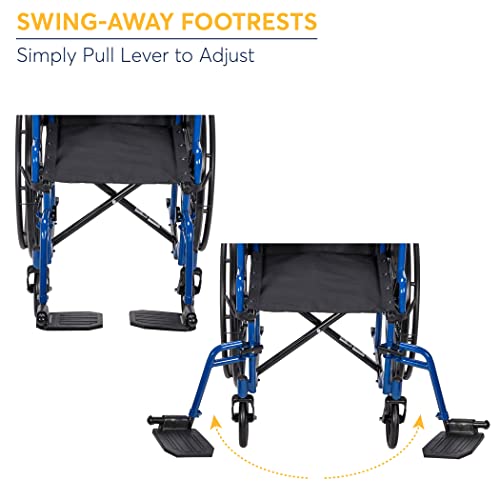 Drive Medical Blue Streak Ultra-Lightweight Wheelchair With Flip-Backs Arms & Swing-Away Footrests