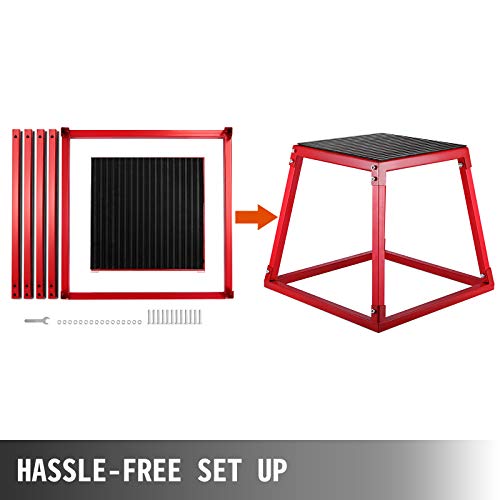 VEVOR Plyometric Platform Box Fitness Exercise Jump Box Step Plyometric Box Jump for Exercise Fit Training (12/18/24/Red) (18 inch)