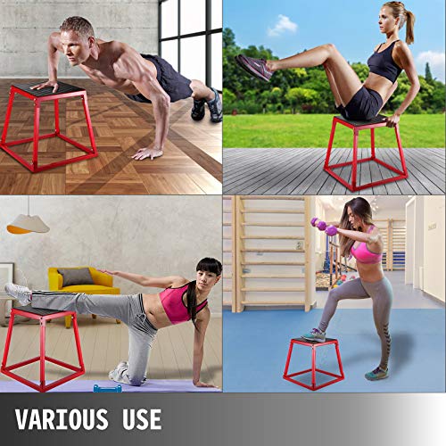 VEVOR Plyometric Platform Box Fitness Exercise Jump Box Step Plyometric Box Jump for Exercise Fit Training (12/18/24/Red) (18 inch)