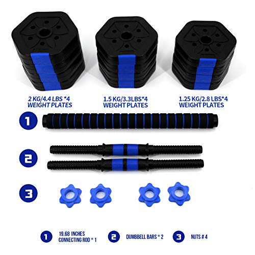 VIVITORY Dumbbell Sets Adjustable Weights, Free Weights Dumbbells Set with Connector, Non-Rolling Adjustable Dumbbell Set, Dumbbells Weights Set for Home Gym, 44 Lbs, Hexagon, Cement Mixture