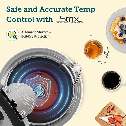 COSORI Electric Kettle with Stainless Steel Filter and Inner Lid, 1500W Wide Opening 1.7L Glass Tea Kettle & Hot Water Boiler, LED Indicator Auto Shut-Off & Boil-Dry Protection, BPA Free, Matte Black