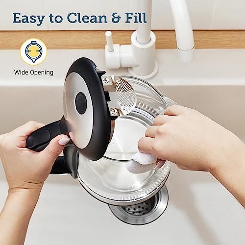 COSORI Electric Kettle with Stainless Steel Filter and Inner Lid, 1500W Wide Opening 1.7L Glass Tea Kettle & Hot Water Boiler, LED Indicator Auto Shut-Off & Boil-Dry Protection, BPA Free, Matte Black