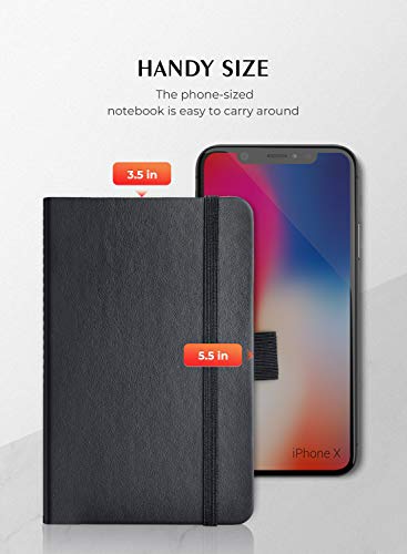 AISBUGUR Pocket Notebook Small Notebook 2-Pack, 3.7" x 5.7" pocket notebook hardcover Total 320 Pages Thick Lined Paper with Inner Pockets Leather Mini Journal Notepad