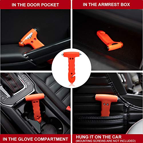MOTORBUDDY 2-Pack Car Safety Hammer, Auto Emergency Escape Hammer with Window Breaker and Seat Belt Cutter, Striking Red Emergency Escape Tool for Car Accidents