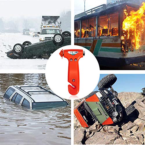 MOTORBUDDY 2-Pack Car Safety Hammer, Auto Emergency Escape Hammer with Window Breaker and Seat Belt Cutter, Striking Red Emergency Escape Tool for Car Accidents