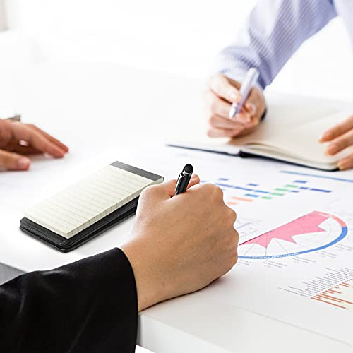 10 Pieces Mini Pocket Notepad Holder Set, Included Mini Pocket Notepad Holder with 50 Lined Sheets, Metal Pen and 8 Pieces 3 x 5 Inch Memo Book Refills, 30 Lined Paper Per Note Pad (Black)