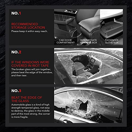 OUDEW Car Escape Tool, Window Breaker, Car Safety Hammer with Lighting Function, Metal Emergecy Escape Hammer with Seat Belt Cutter (Black)